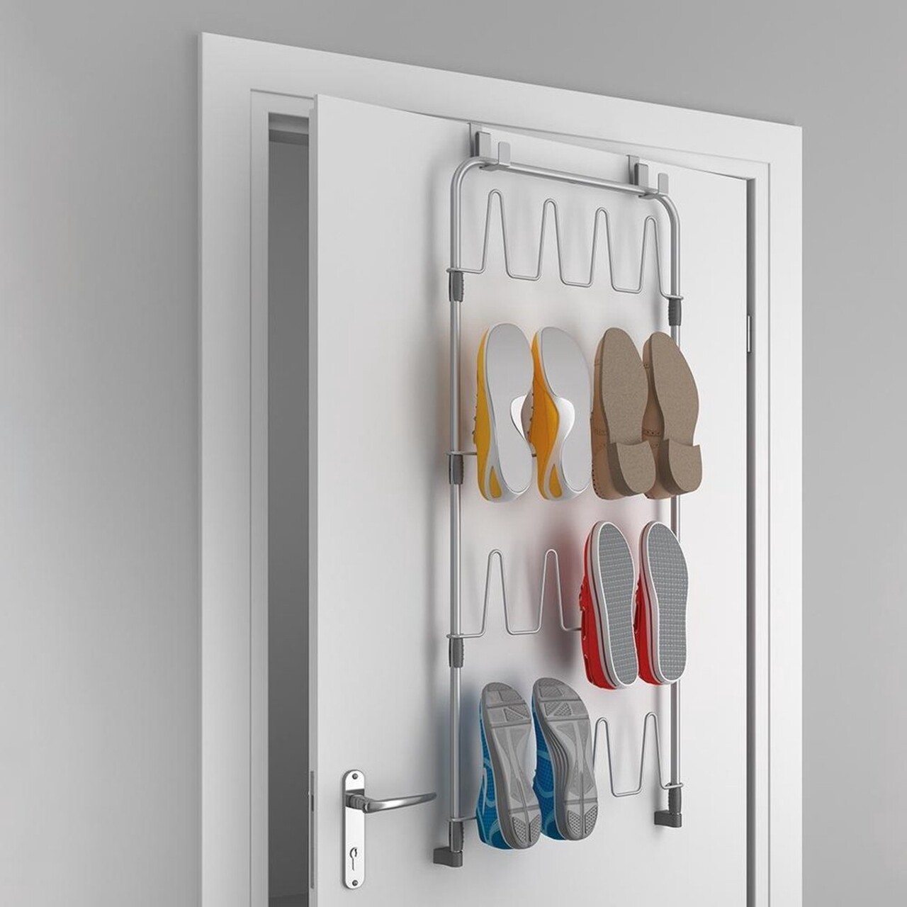 Suport suspendabil pentru depozitarea pantofilor Metaltex, 45x5x103 cm, metal/invelis plastic, argintiu - imagine 4